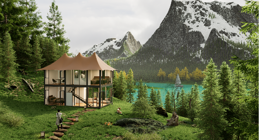 复式三连顶帐篷（尊跃SKY·别墅帐篷）